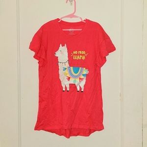 Girl's Size LG 10/12 Pink No Prob Llama Tee Shirt
